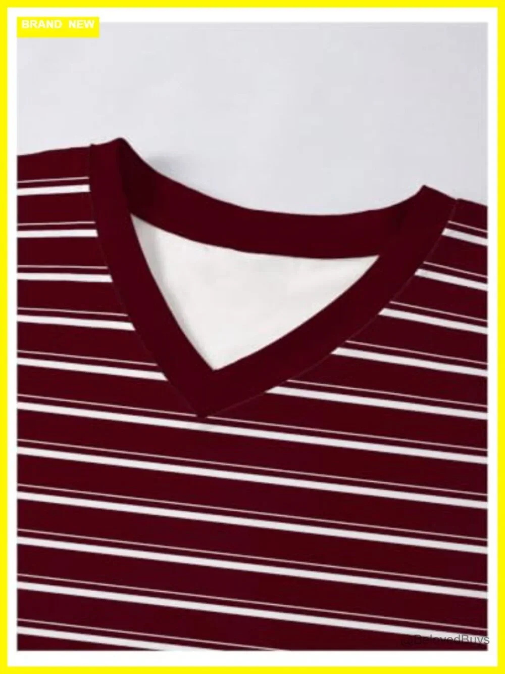 Oversized Striped Short Sleeve V Neck T-Shirt Loose Fit Summer Top